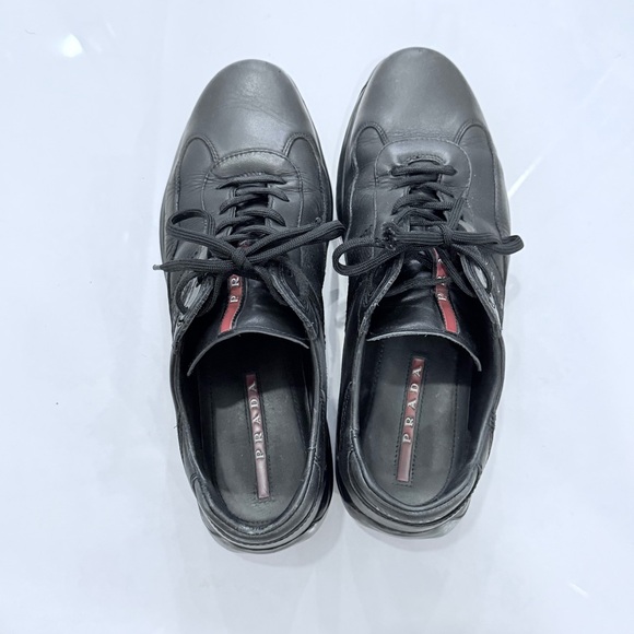 Prada Men's Black Leather Sneakers - Picture 5 of 7